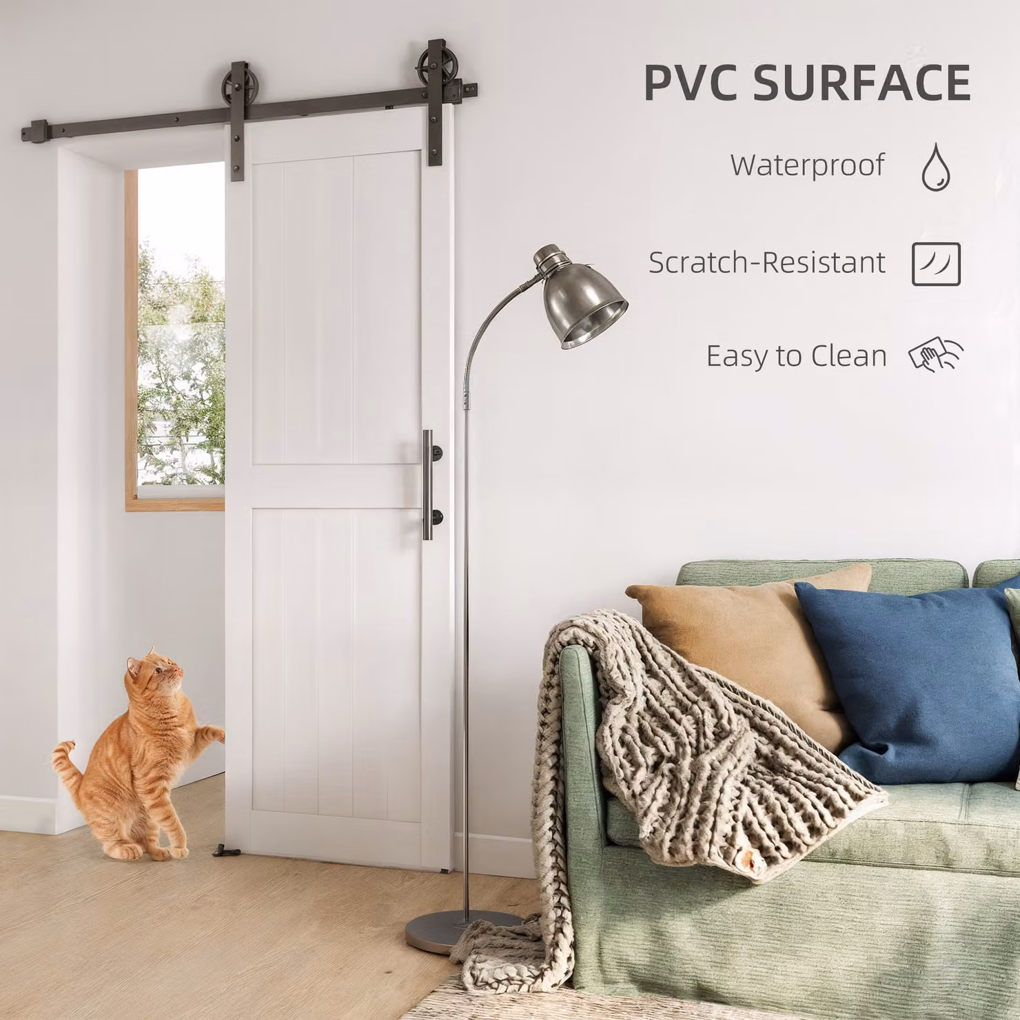 HOMCOM White Sliding Barn Door Kit with Industrial Hardware and Upgraded Rollers, 152.4 cm – 3