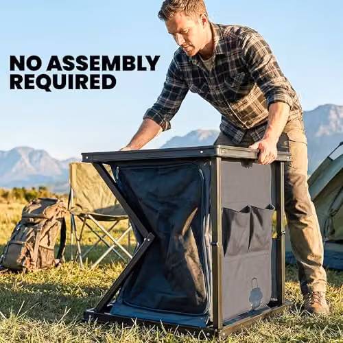 Outsunny Folding Portable Camping Kitchen Table and Cupboard in Black – 7