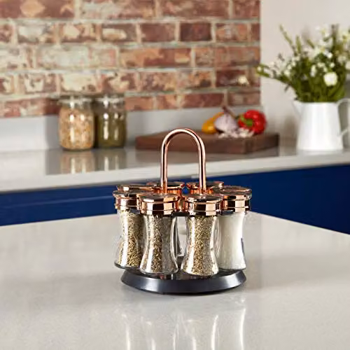 Tower Rotating Spice Rack with 8 Glass Jars in Gold, T826020RM – 2