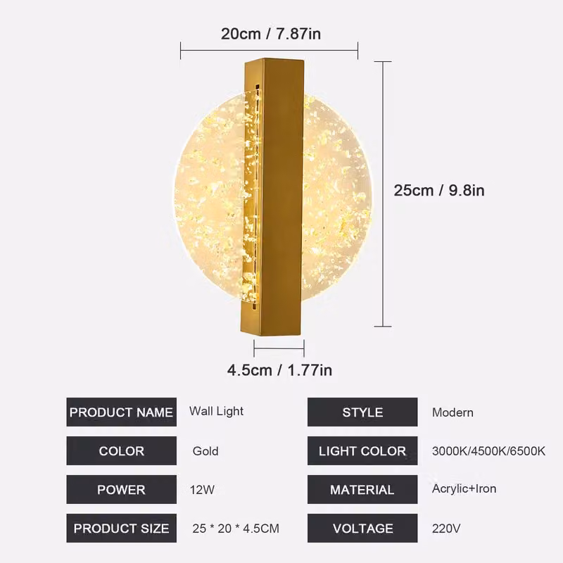 COMELY Modern 12W LED Round Indoor Wall Light in Gold/Brass – 4