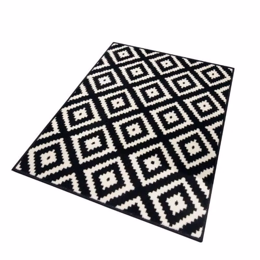 THE RUGS Black Velours Striped Modern Low Pile Rectangular Area Rug W: 80 cm, L: 150 cm – 3