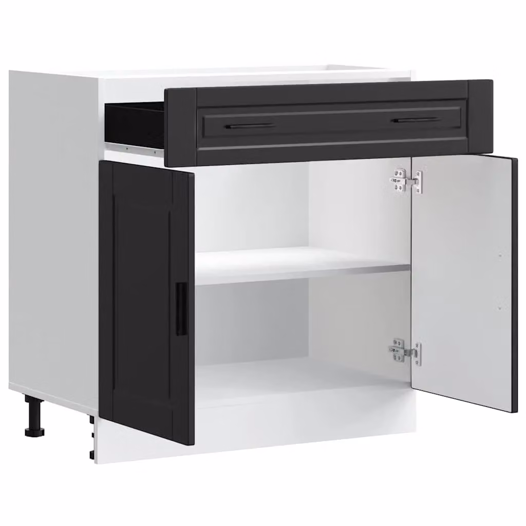 Berkfield Home Porto Black Matt Engineered Wood Kitchen Base Cabinet – 2