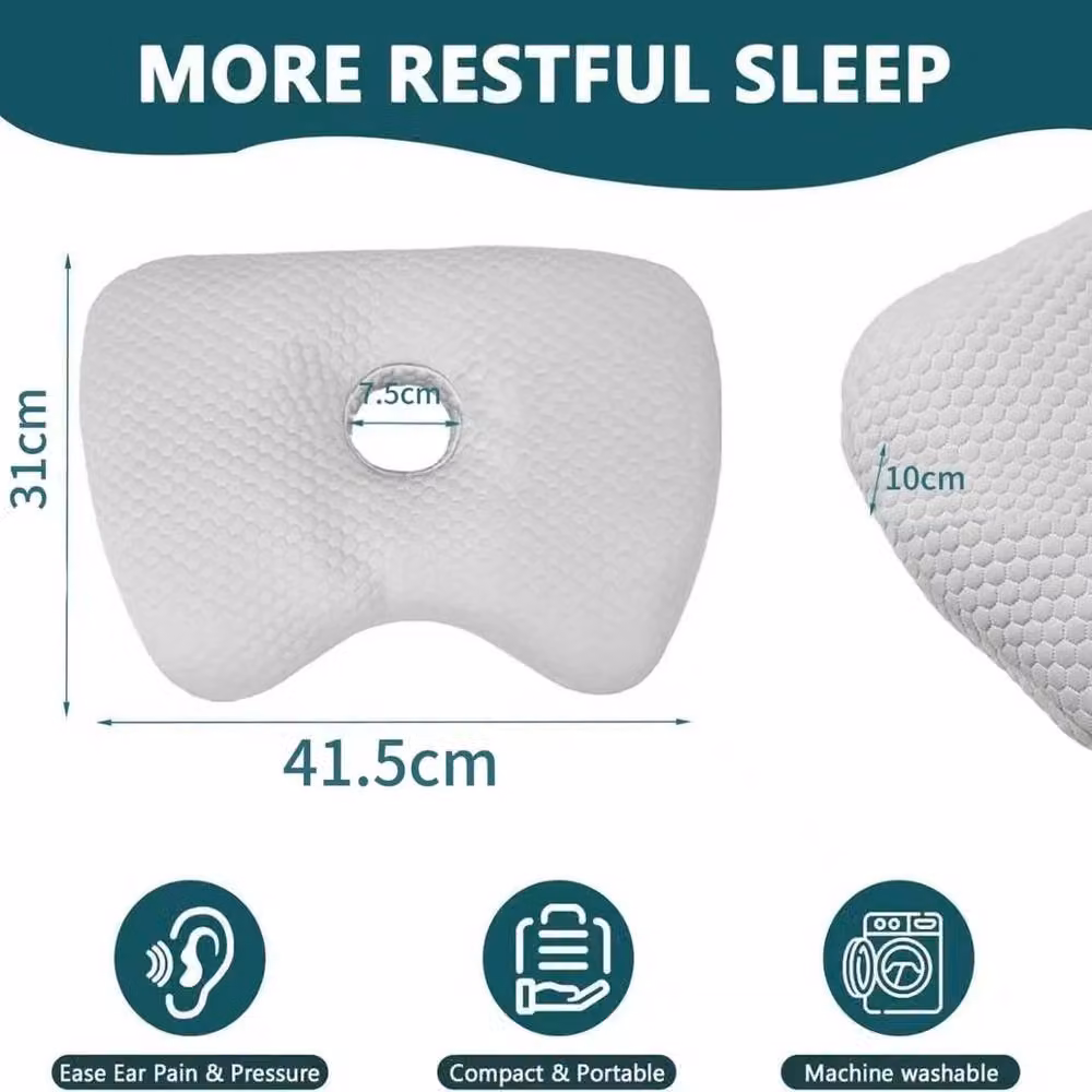 NESTLUNE Ergonomic Height Adjustable Baby Pillow with Ear Hole and Removable Cover in Grey, Cot Size – 2