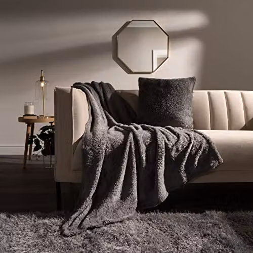 Brentfords Teddy Fleece Blanket in Charcoal Grey, W/D/H: 200 x 240 cm – 5