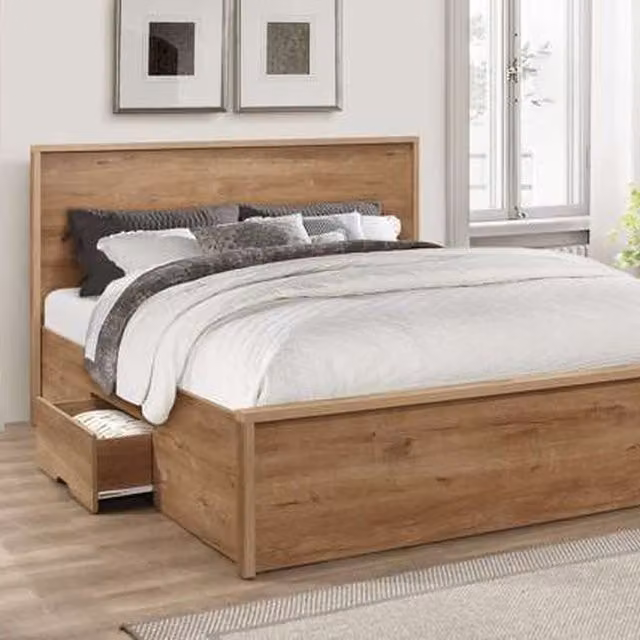 Birlea Stockwell Double Bed in Brown Oak with Drawers