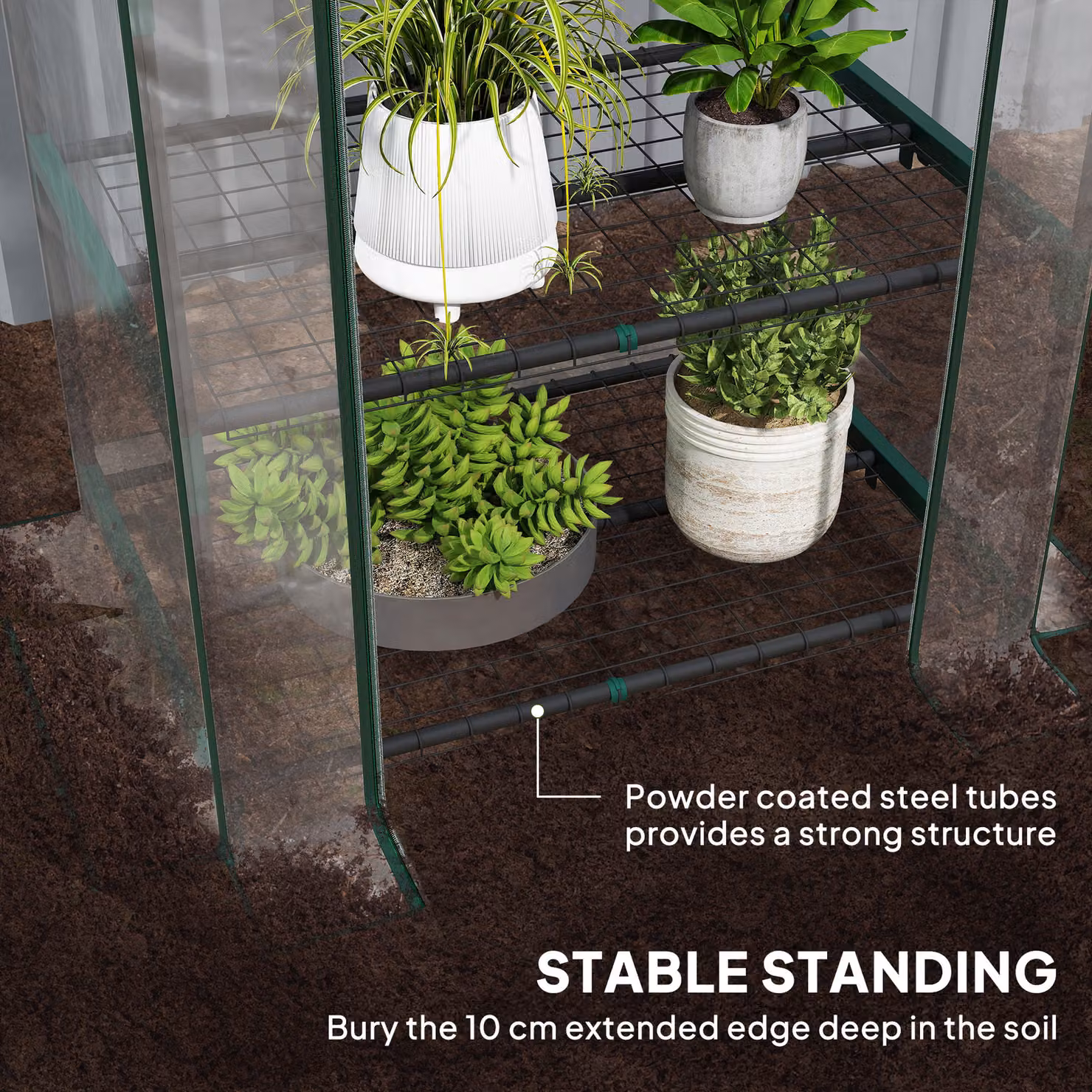 Outsunny 5-Tier Portable Greenhouse with Transparent PVC Cover and Metal Frame – 4