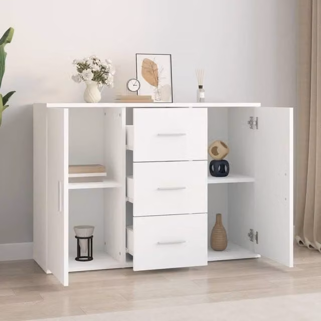 Berkfield Home White Modern Sideboard in MDF, W/D/H: 91 x 29.5 x 65 cm – 1