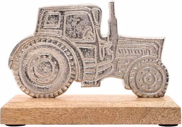 Harvey Makin Multicolour and Silver Rustic Wood Tractor Tabletop Ornament