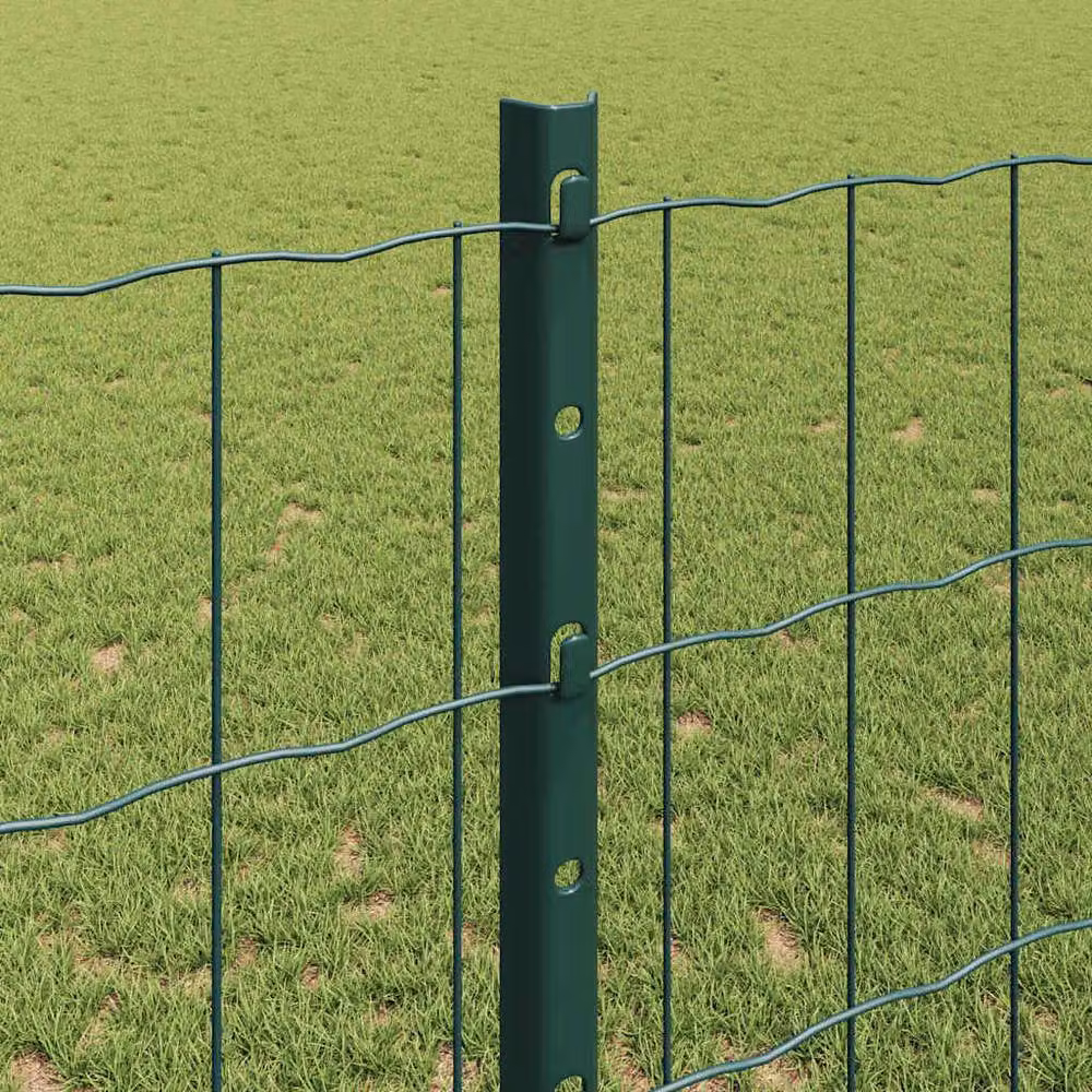 Berkfield Home Green Euro Fence with 11 U-Profile Posts, Powder-Coated Steel, 2 x 25 m – 3