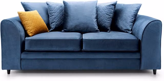 Abakus Direct Chicago 3 Seater Velvet Sofa in Dark Blue