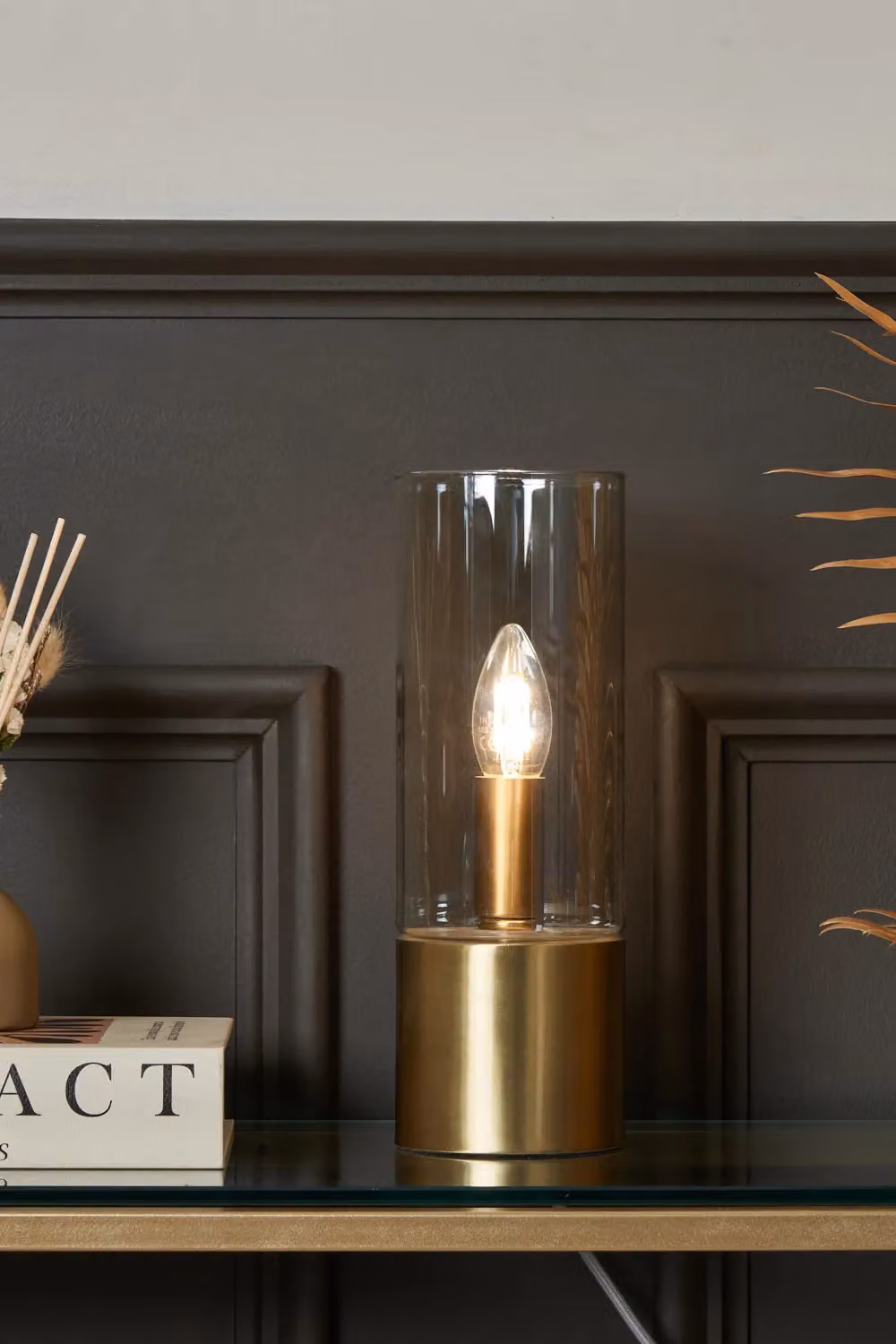 BHS Lighting Tilly Touch Sensitive Table Lamp in Gold and Brass with Glass Shade – 2