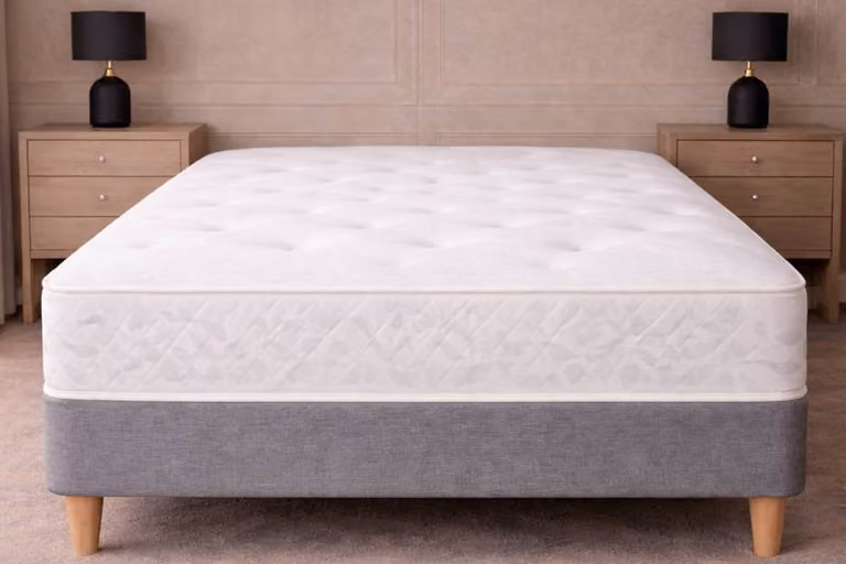 Sloomy Alabama Naples Divan Bed Set with 26 inch Headboard in Light Sand, Single, W/D/H: 90 x 190 cm