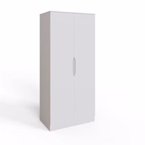 FWStyle Luno White 2 Door Wardrobe with Hanging Rail and Internal Shelves H 180 x W 80 x D 50 cm – 1