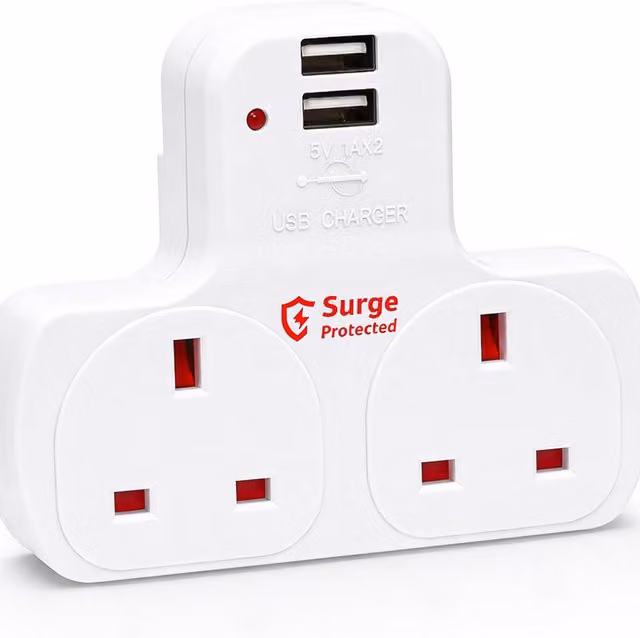 Innoteck 13A Multi Plug Adapter with USB-A and Surge Protection, White