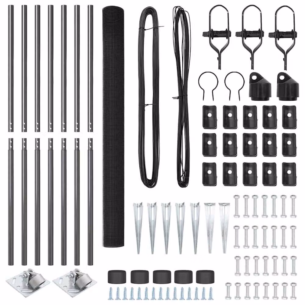 Berkfield Home Grey Steel Welded Wire Fence with 7 Spike Posts, W: 10 m, H: 1.5 m – 4
