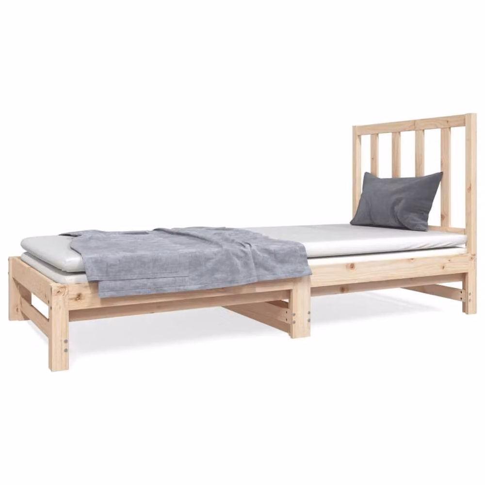 Berkfield Home Pull-out Day Bed in Brown Solid Pine Wood with Drawers, W/D/H: 180 x 190 x 90 cm