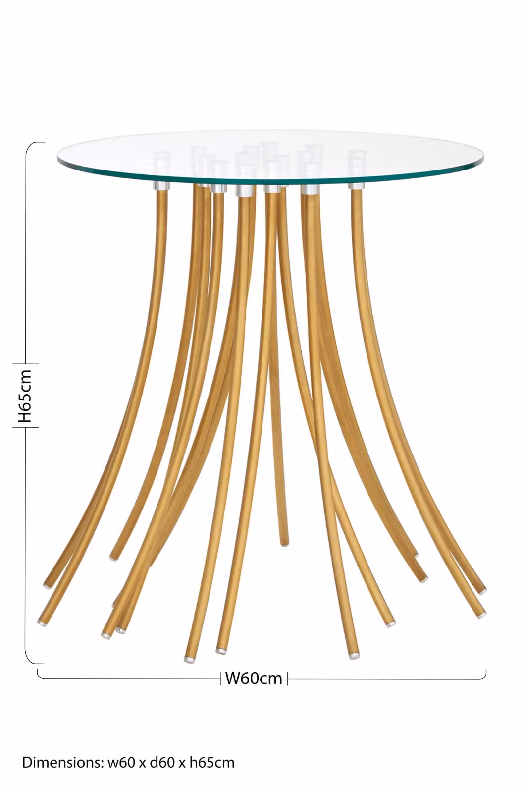 Orsina Modern Round Glass Top Side Table with Gold Metal Legs – 2