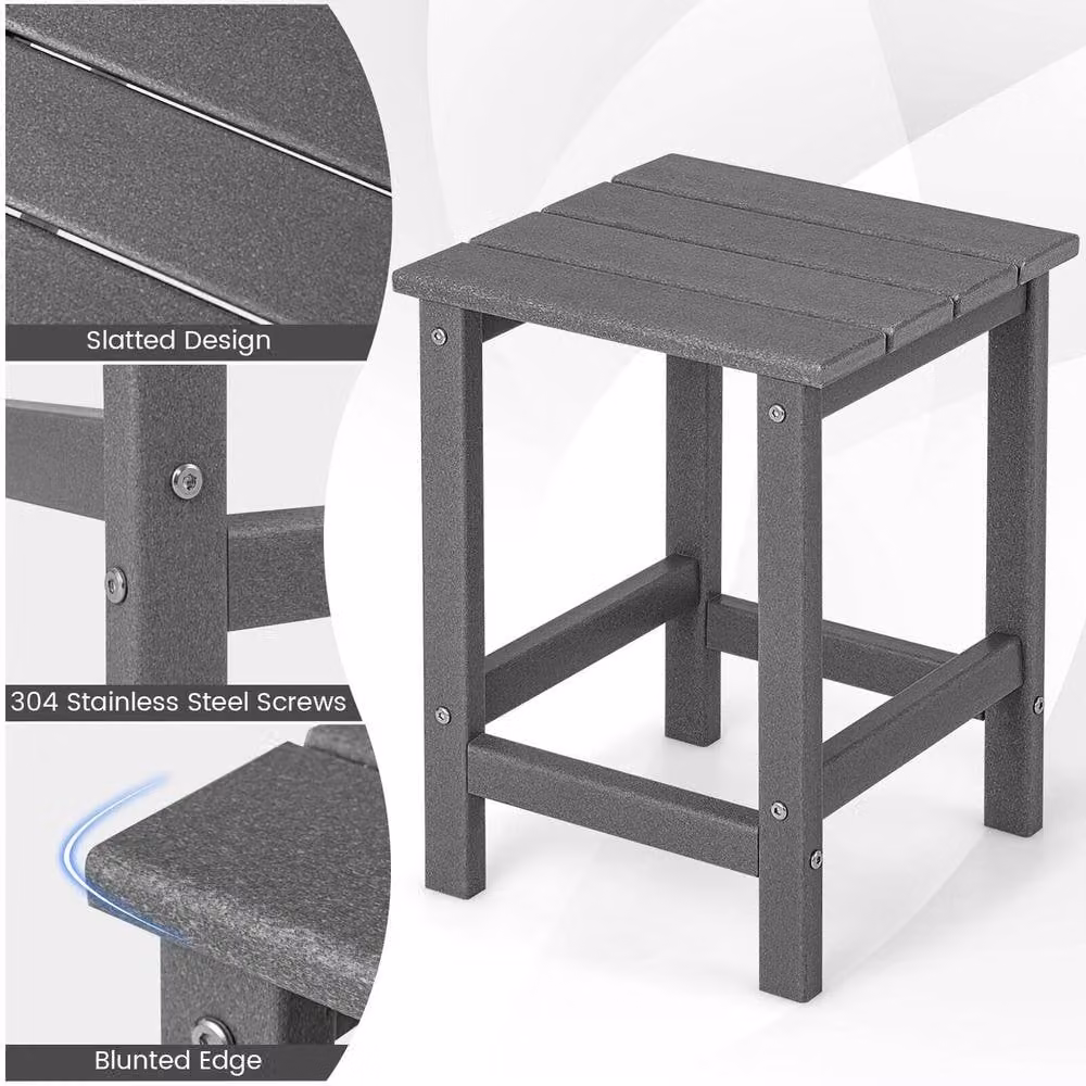 Costway Grey HDPE Adirondack Square Side Table for Indoor and Outdoor Use – 6