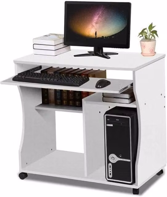 Kelvenix Mobile Computer Desk Workstation in White – 1