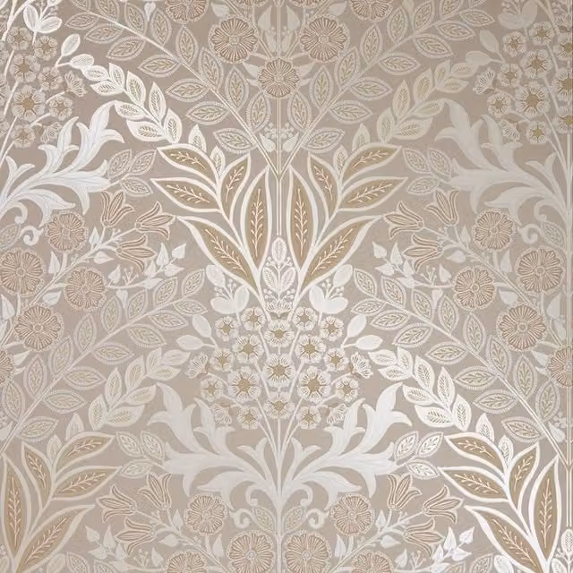 I Love Wallpaper Botanical Floral Art Deco Wallpaper in Beige and Yellow