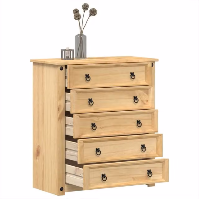 Berkfield Home Corona Chest of Drawers in Brown Solid Wood Pine, W/D/H: 80 x 40 x 89 cm