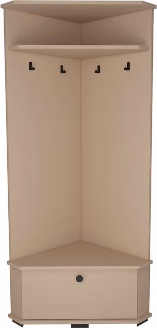 Destina Home Reina Corner Hallway Coat Rack with Cabinet in Beige