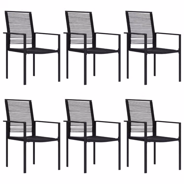 Berkfield Home 7 Piece Modern Garden Dining Set in Matt Black Powder Coated Steel and Glass