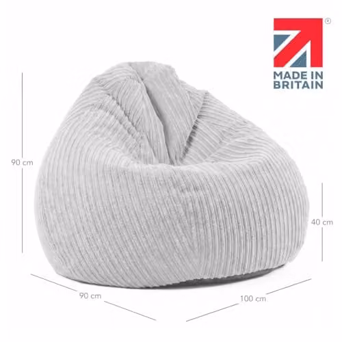 rucomfy Jumbo Cord Slouchbag Adult Beanbag Chair in Grey – 3