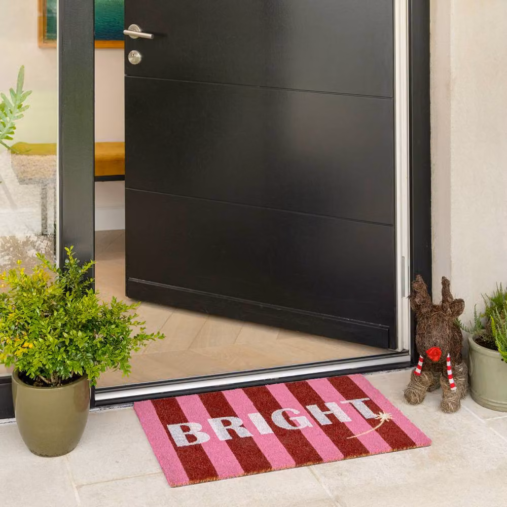 Kukoon Christmas Coir Front Door Mat in Pink, W 45 cm x L 70 cm – 2