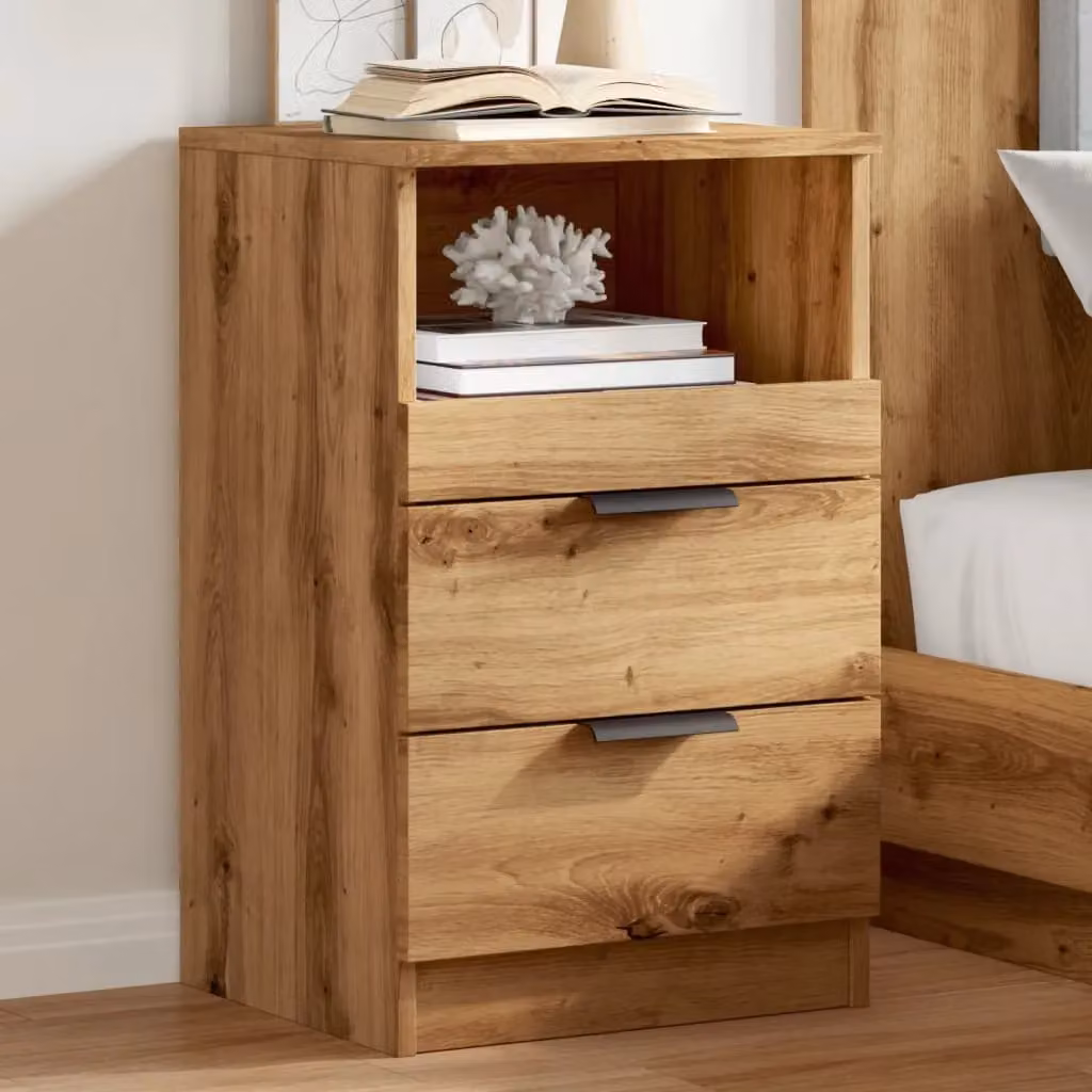 Berkfield Home Artisan Oak Bedside Cabinets, 2 Piece Set in Brown, W/D/H: 40 x 36 x 65 cm – 2