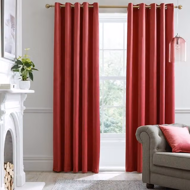 Laurence Llewelyn-Bowen Montrose Velvet Blackout Eyelet Curtains, Claret, Width: 167 cm, Drop: 137 cm