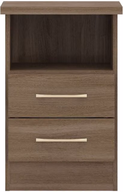 Seconique Nevada 2 Drawer Bedside Table in Rustic Oak Brown