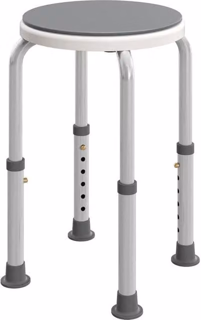 NESTLUNE Swivel Shower Stool in White with Non-Slip Feet and Height Adjustable Legs, W/D/H: 60 x 45 x 45 cm