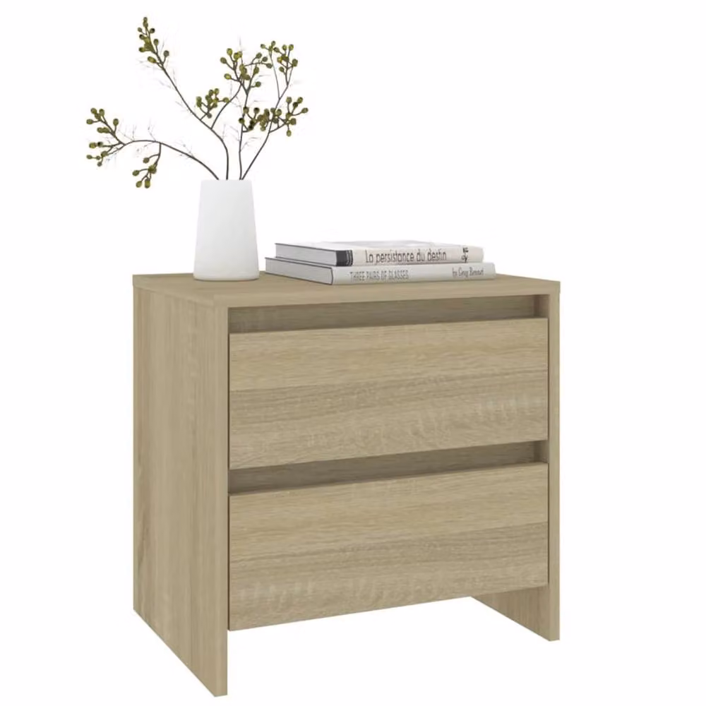 Berkfield Home Set of 2 Sonoma Oak Bedside Cabinets in Light Tan, W/D/H: 45 x 34.5 x 44.5 cm – 2