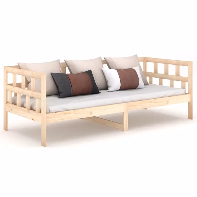 Berkfield Home Rustic Solid Wood Pine Day Bed, Brown, W/D/H: 90 x 190 cm