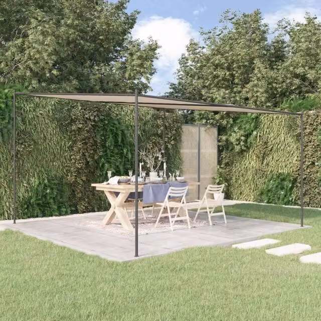 Berkfield Home Beige Gazebo with Steel Frame and Polyester Fabric, 4 x 4 m – 1