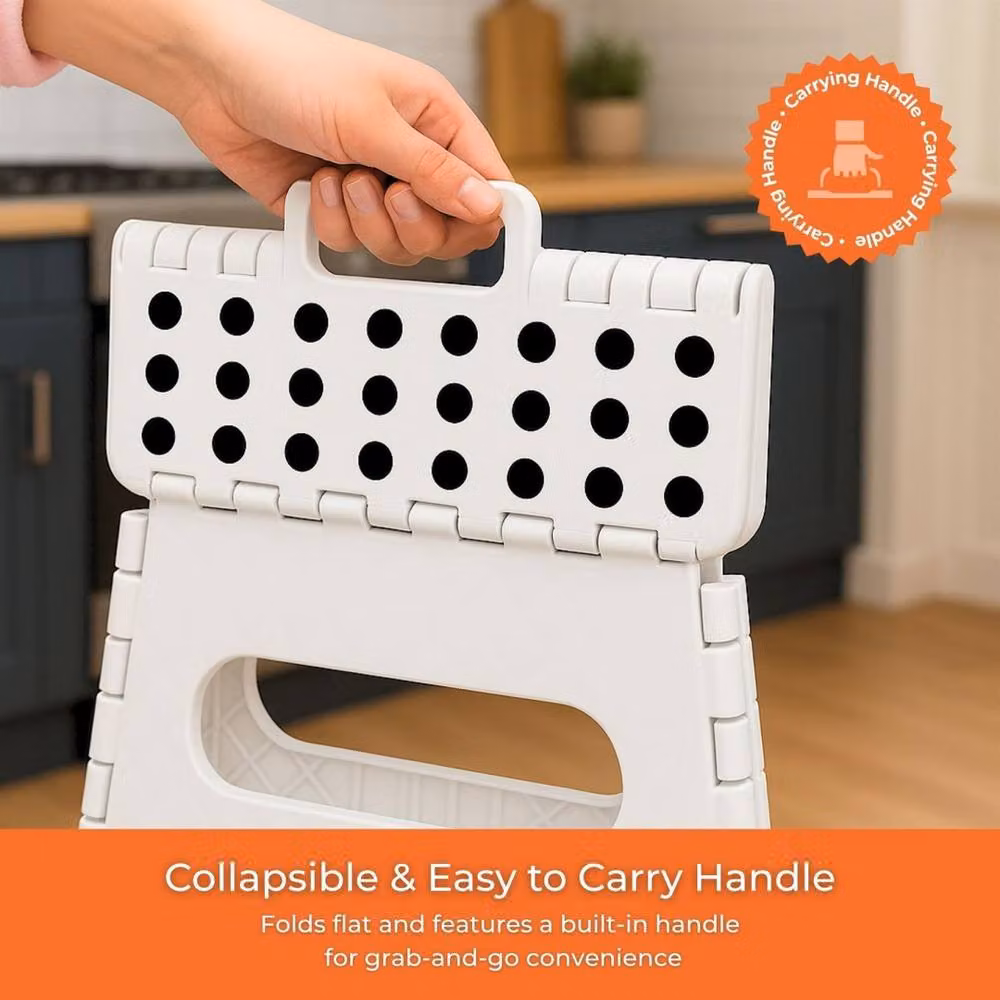 Kelvenix White Heavy Duty Folding Step Stool with Anti Slip Surface – 5