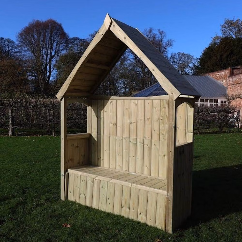 Churnet Valley Garden Furniture Ltd Willow 3 Seat Storage Arbour in Beige, W: 179 cm, D: 60 cm, H: 235 cm – 3