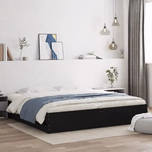 Berkfield Home Modern Bed Frame with Drawers in Black, 200 x 200 cm – 1