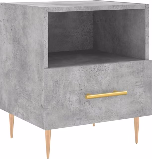 Berkfield Home Bedside Cabinet in Concrete Grey, W: 40 cm, D: 35 cm, H: 47.5 cm