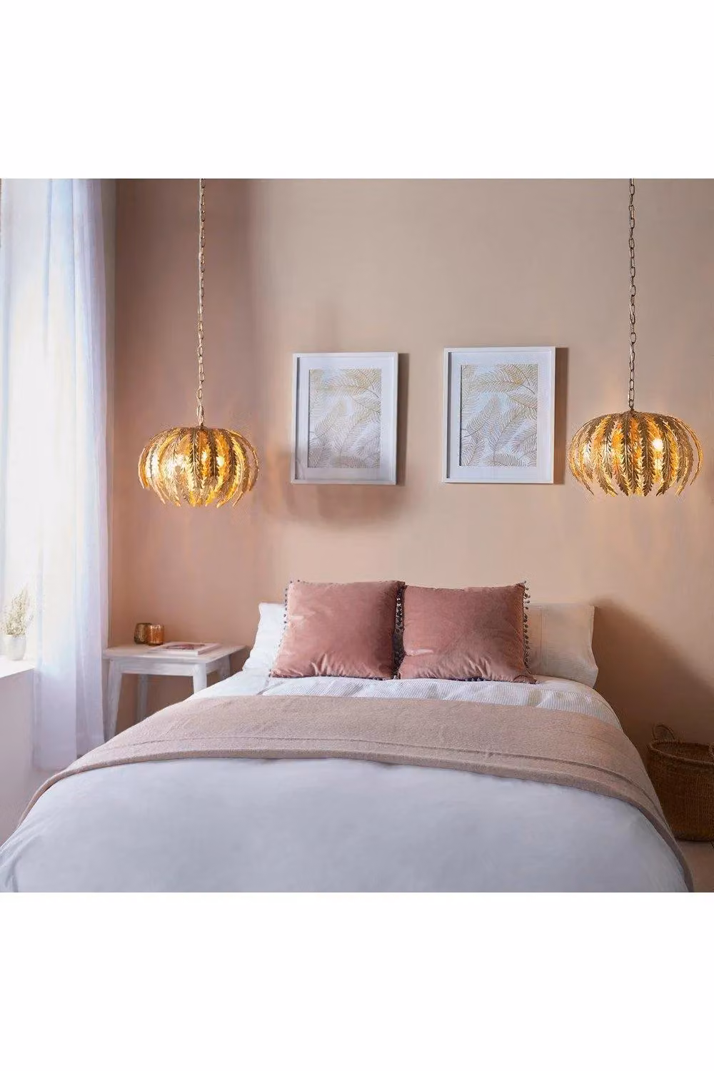Netlighting Delphine Floral Leaves 3 Light Spherical Pendant in Gold/Brass with E14 Sockets – 2