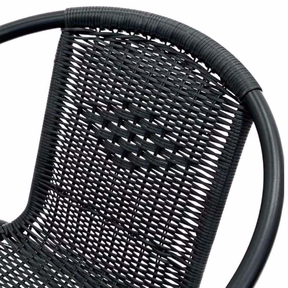 NESTLUNE Black Rattan Outdoor Patio Chairs with Matt Metal and Plastic Frame – 3