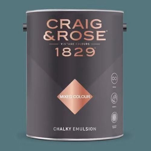 Craig & Rose 1829 Paint Stop Chalky Matt Emulsion in French Turquoise, 5 l