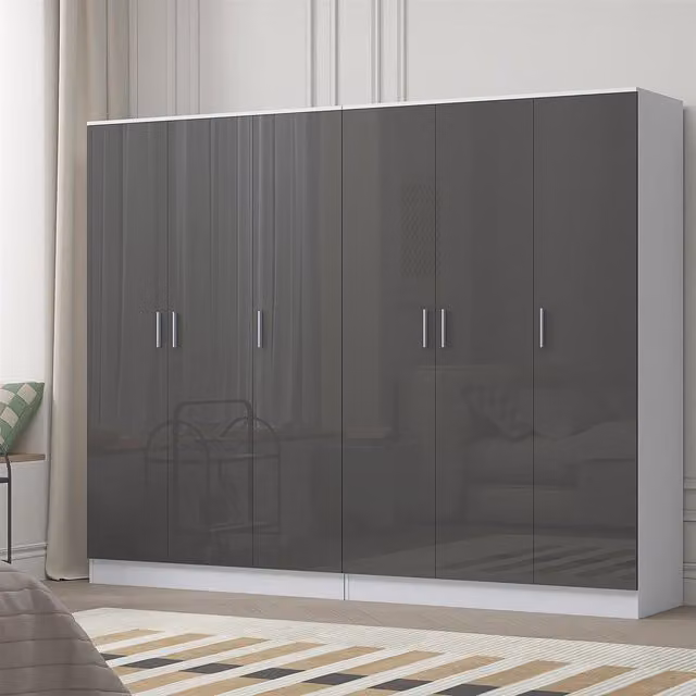 REFLECT Gloss Wardrobe Bundle with 3 Plain Doors in Grey and Matt White