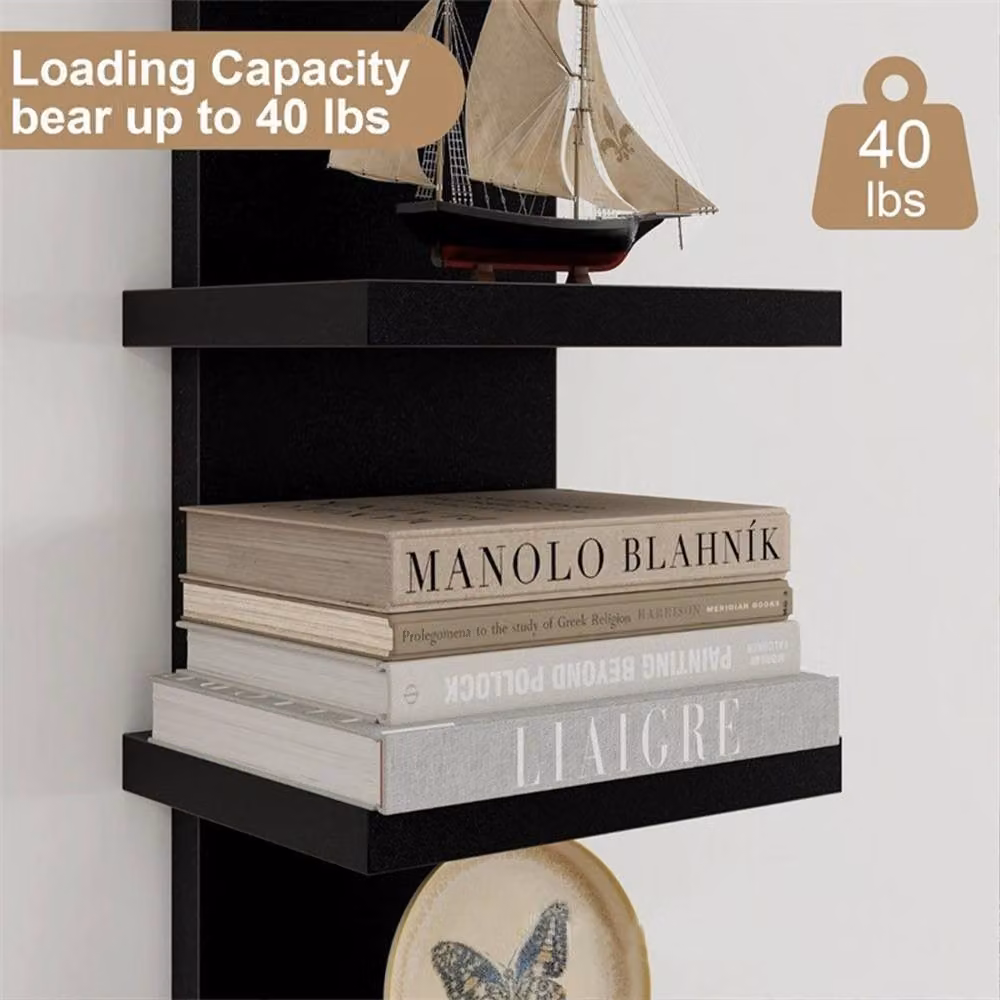SPETLEK 5 Tier Wall Mounted Floating Shelf Unit in Matt Black – 3