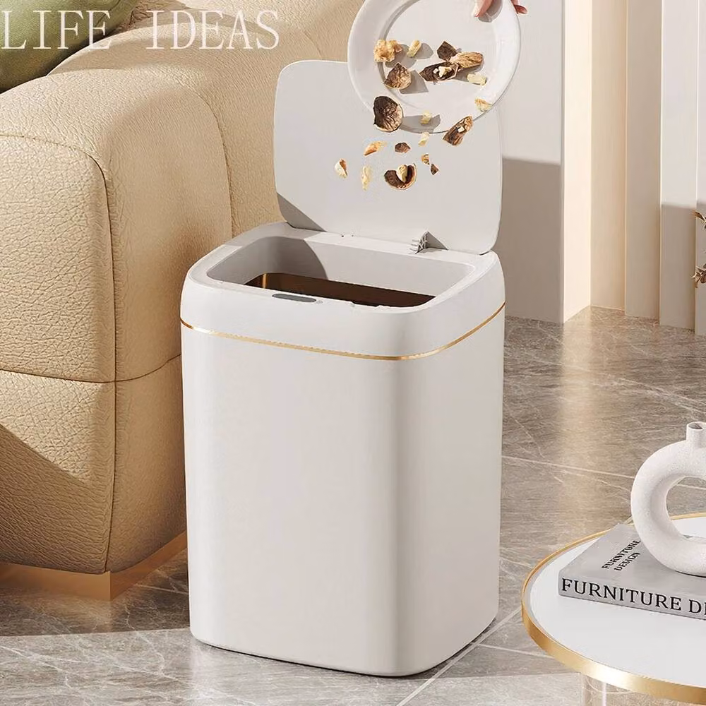 NESTLUNE 12L Slim Smart Touchless Garbage Can, White, H 100 cm x W 15 cm x D 15 cm – 2