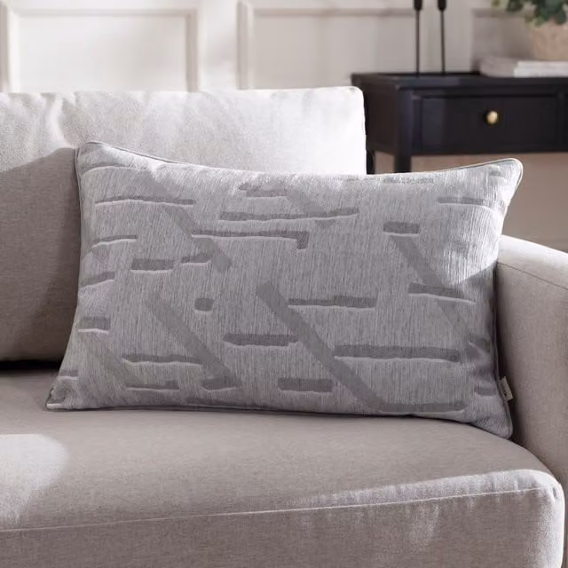 Evans Lichfield Grey Velvet Rectangular Cushion W: 40 cm, D: 40 cm – 1