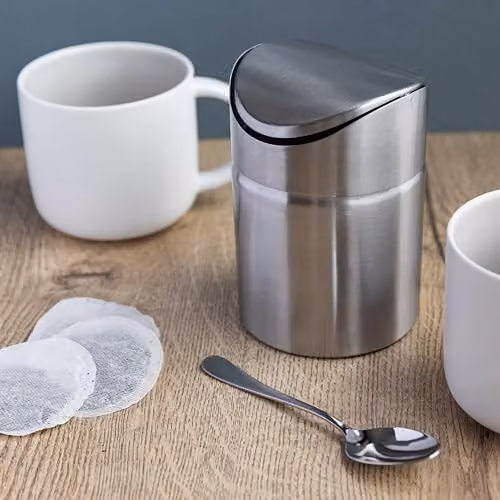 La Cafetiere Mini Stainless Steel Coffee Pod and Tea Bag Bin with Flip Lid, Silver – 2