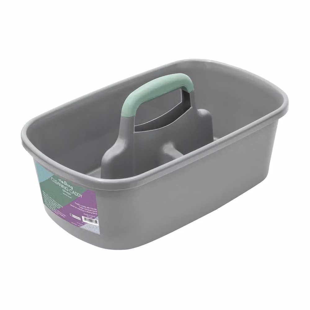 JVL Cleaning Caddy – Multicolour and Grey Portable Plastic Household Supplies Organiser with Handles for Kitchen and Bathroom, W: 40.0 cm, D: 26.0 cm, H: 19.0 cm – 3