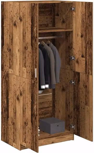 Berkfield Home Old Wood Wardrobe in Brown, W/D/H: 80 x 52 x 180 cm